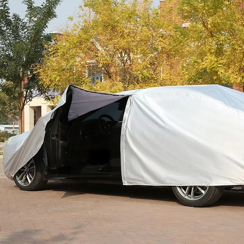 WOLWES Car Covers are Suitable for GMC Yukon AT4/Denali/SLE/SLT 1993-2024 All-Weather Windproof, Snowproof, Rainproof, UV-Protected and Breathable All-Season Universal with Side Door Zip Oxford Cloth