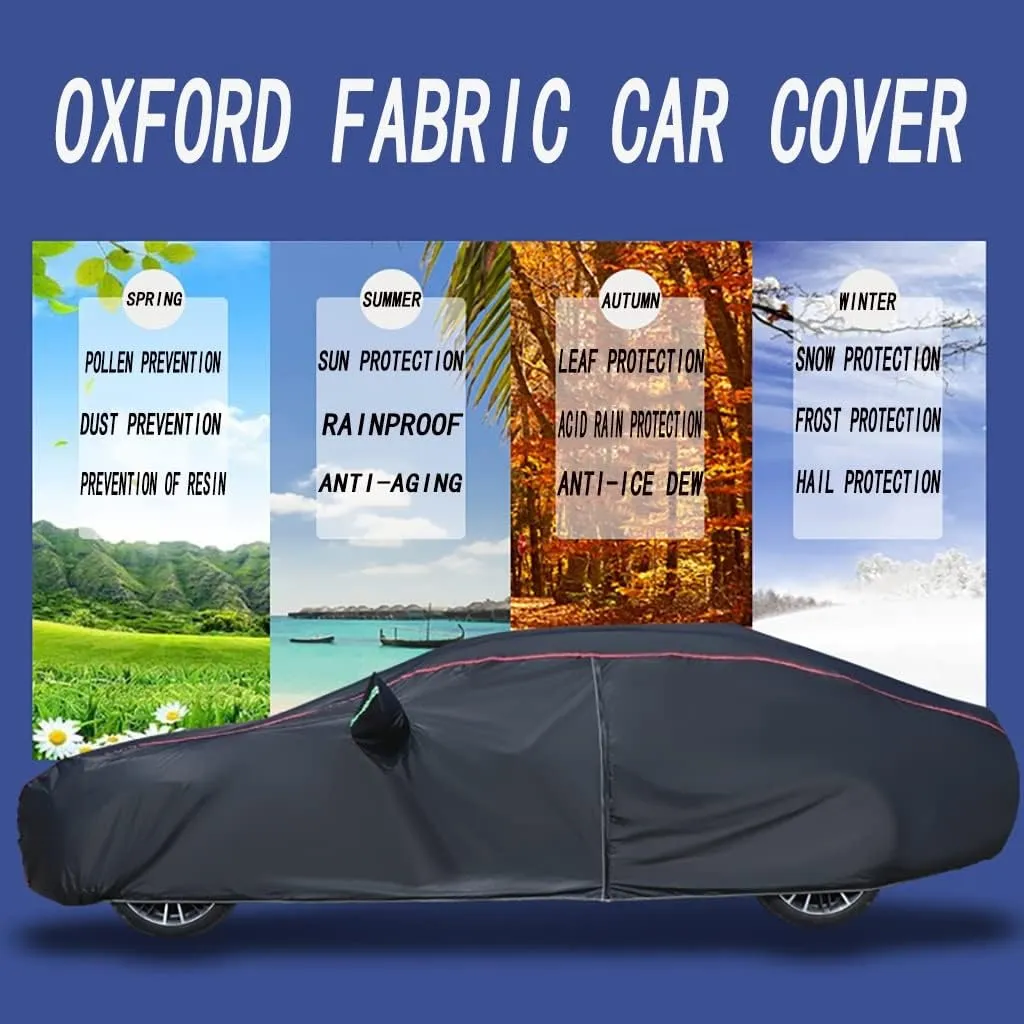 WOLWES Car Covers are Suitable for GMC Yukon AT4/Denali/SLE/SLT 1993-2024 All-Weather Windproof, Snowproof, Rainproof, UV-Protected and Breathable All-Season Universal with Side Door Zip Oxford Cloth