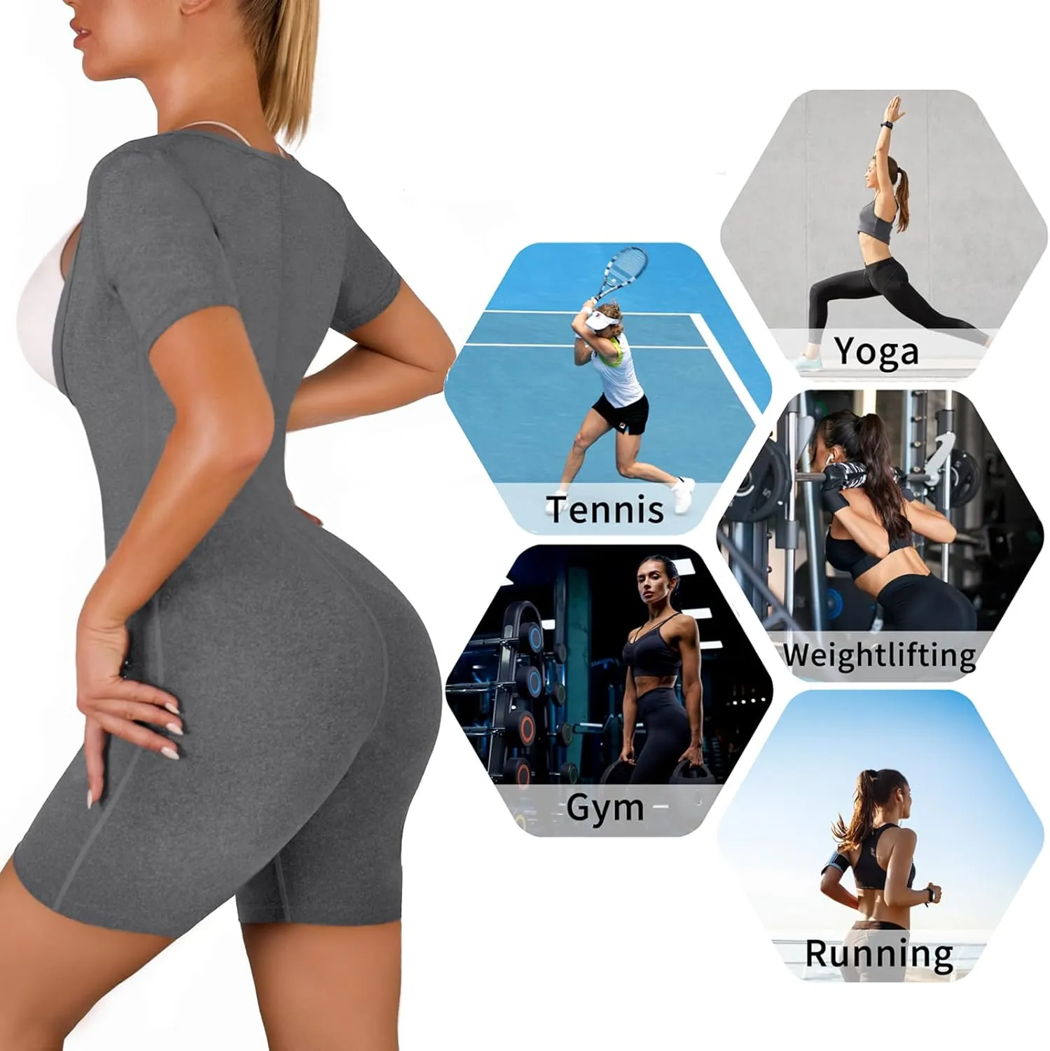 Women Sauna Suit Waist Trainer 3 in 1 Slimming Full Body Shaper Workout Top for Weight loss