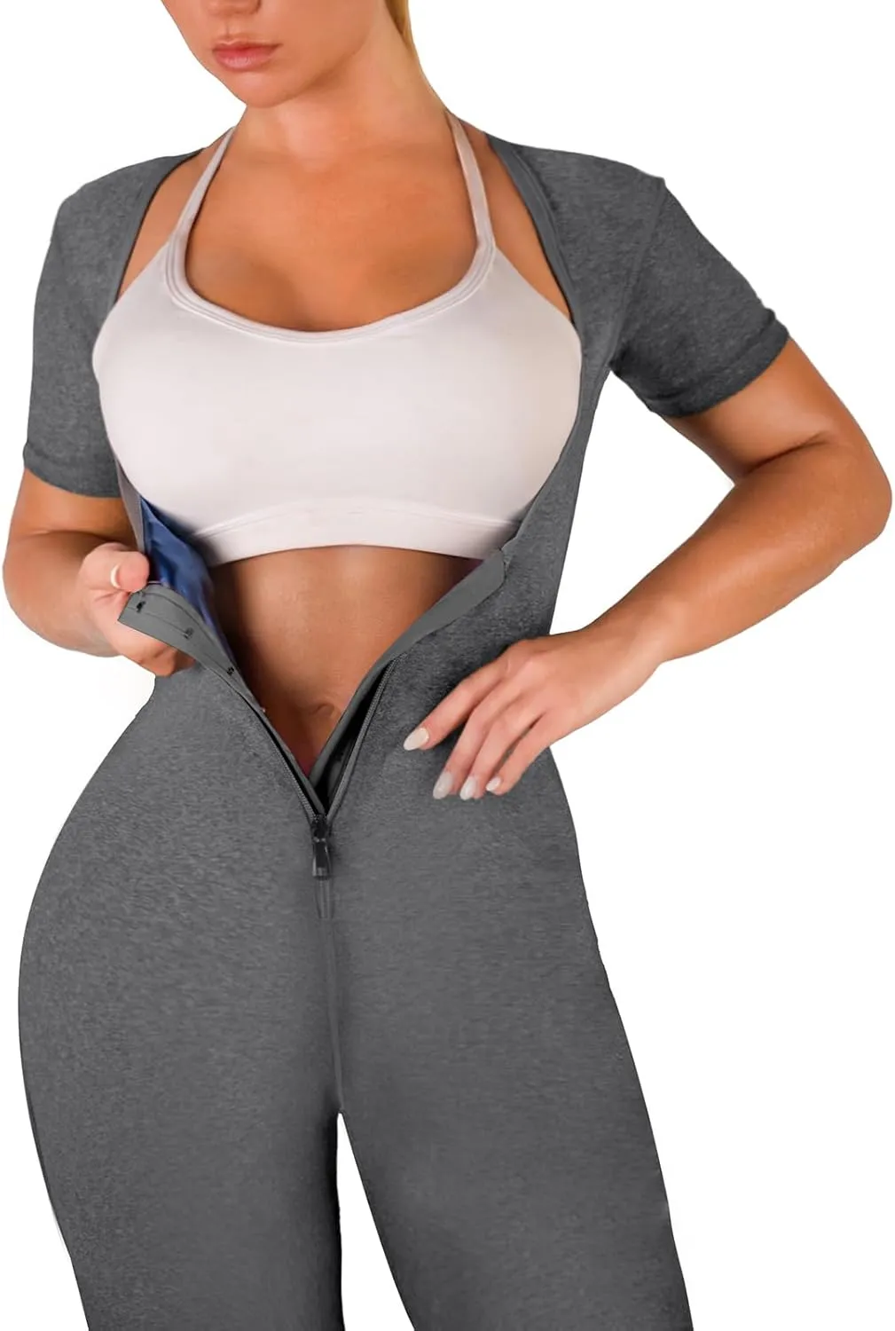 Women Sauna Suit Waist Trainer 3 in 1 Slimming Full Body Shaper Workout Top for Weight loss