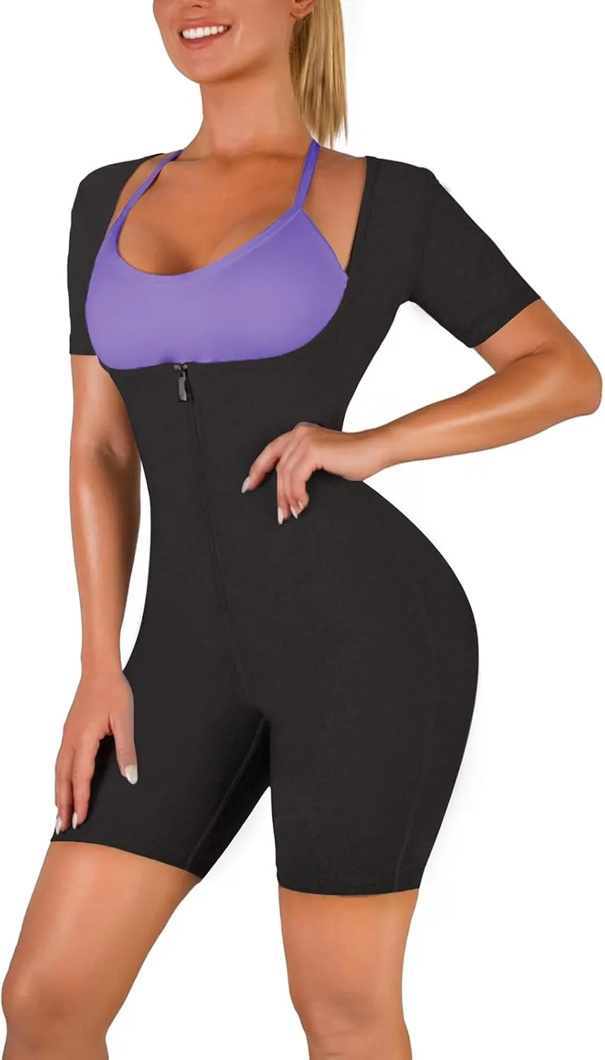 Women Sauna Suit Waist Trainer 3 in 1 Slimming Full Body Shaper Workout Top for Weight loss
