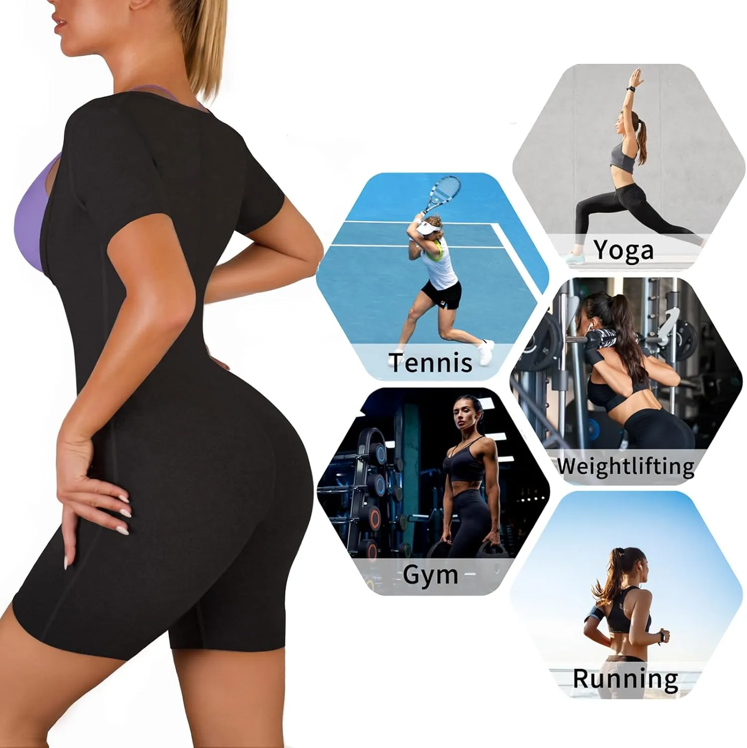 Women Sauna Suit Waist Trainer 3 in 1 Slimming Full Body Shaper Workout Top for Weight loss