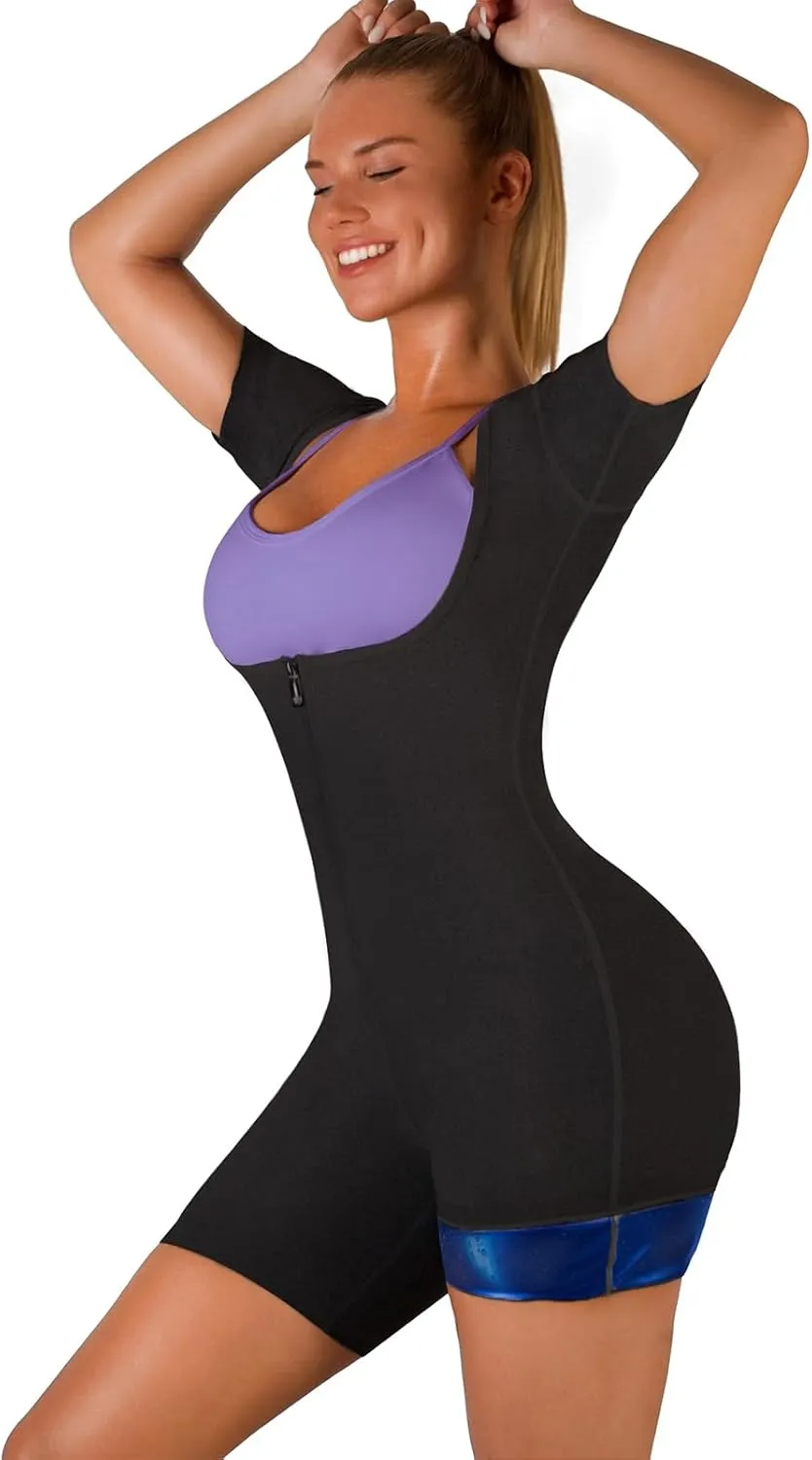Women Sauna Suit Waist Trainer 3 in 1 Slimming Full Body Shaper Workout Top for Weight loss