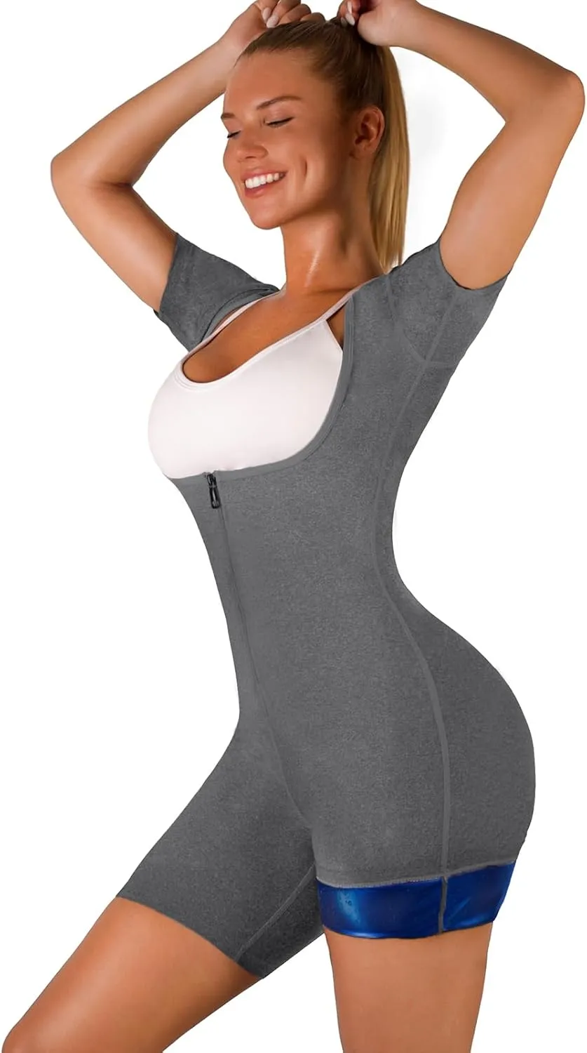 Women Sauna Suit Waist Trainer 3 in 1 Slimming Full Body Shaper Workout Top for Weight loss