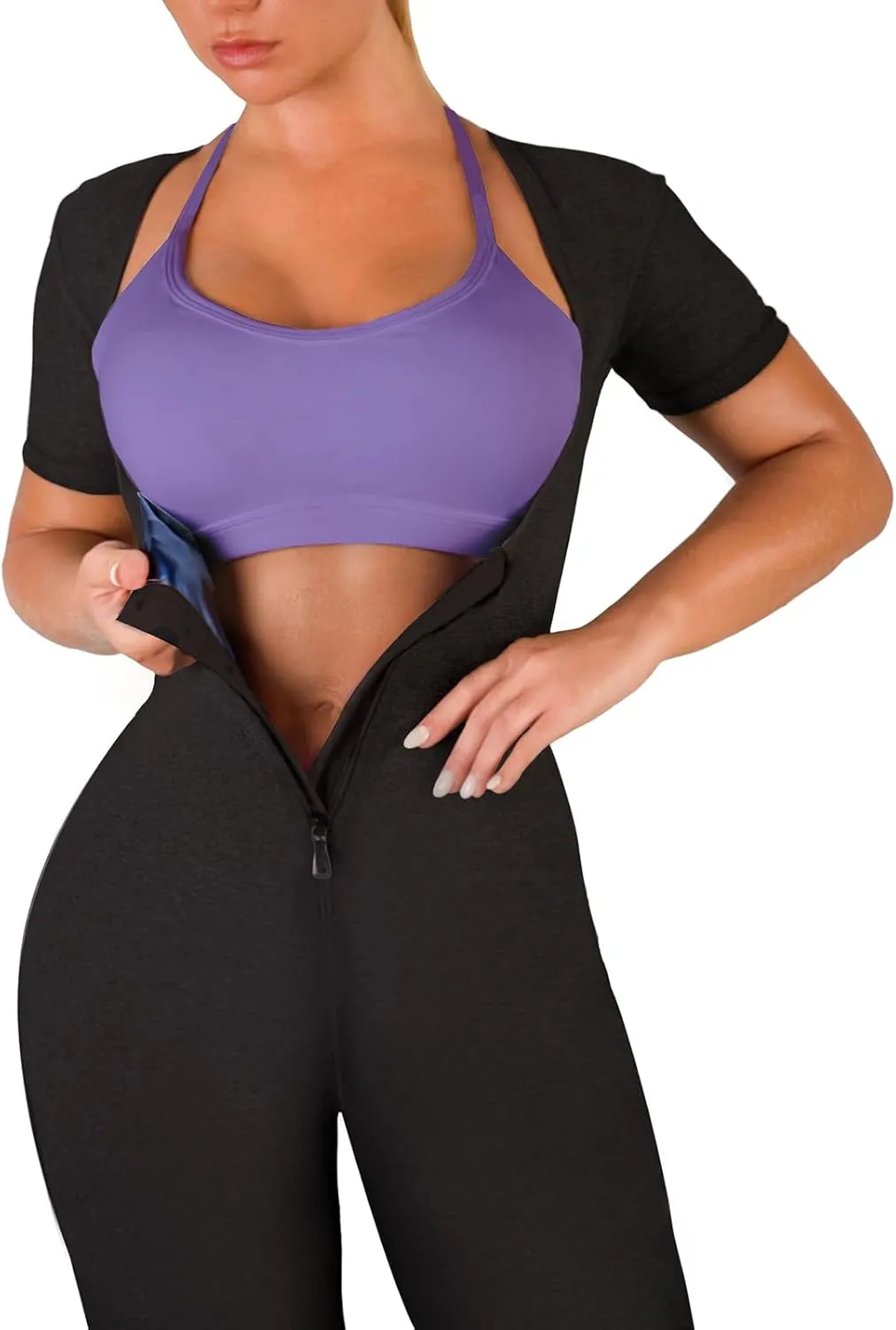 Women Sauna Suit Waist Trainer 3 in 1 Slimming Full Body Shaper Workout Top for Weight loss