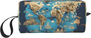 World Geography Map Storage Bag,Small Makeup Bag For Purse Travel Makeup Pouch Mini Cosmetic Bag For Man