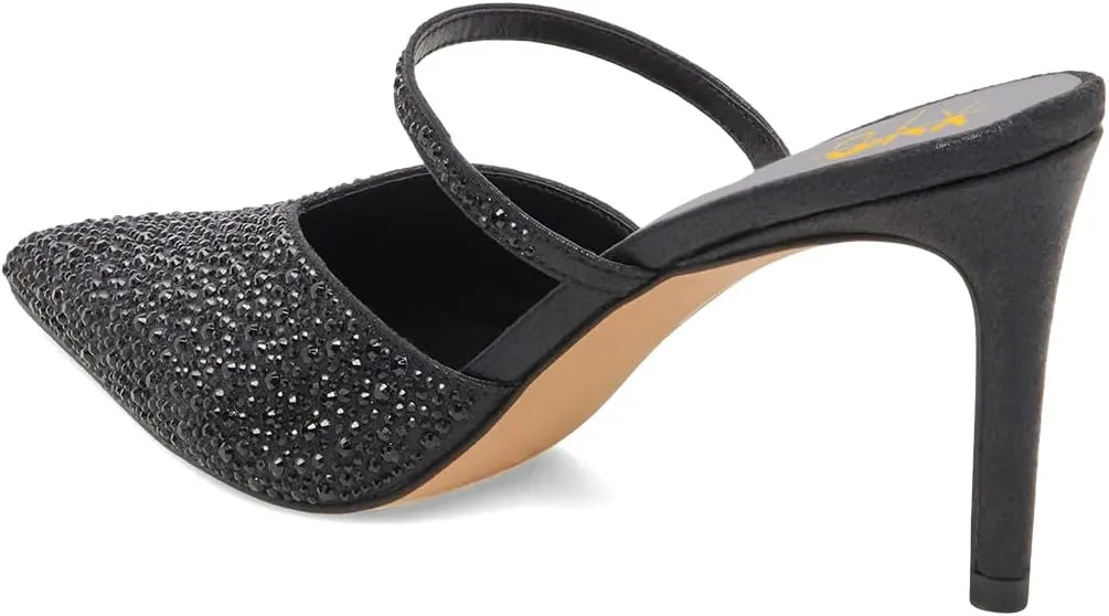 XYD Women Pointed Closed Toe Mules Single Strap Slip On Mid High Heels Sandals Stilettos Chic Ladies Spring Summer Dress Wedding Party Shoes