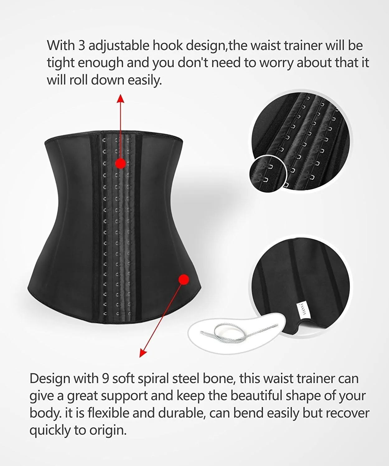 YIANNA Latex Long Torso Waist Trainer for Women Tummy Control Underbust Waist Cincher Corset Sport Girdle Body Shaper