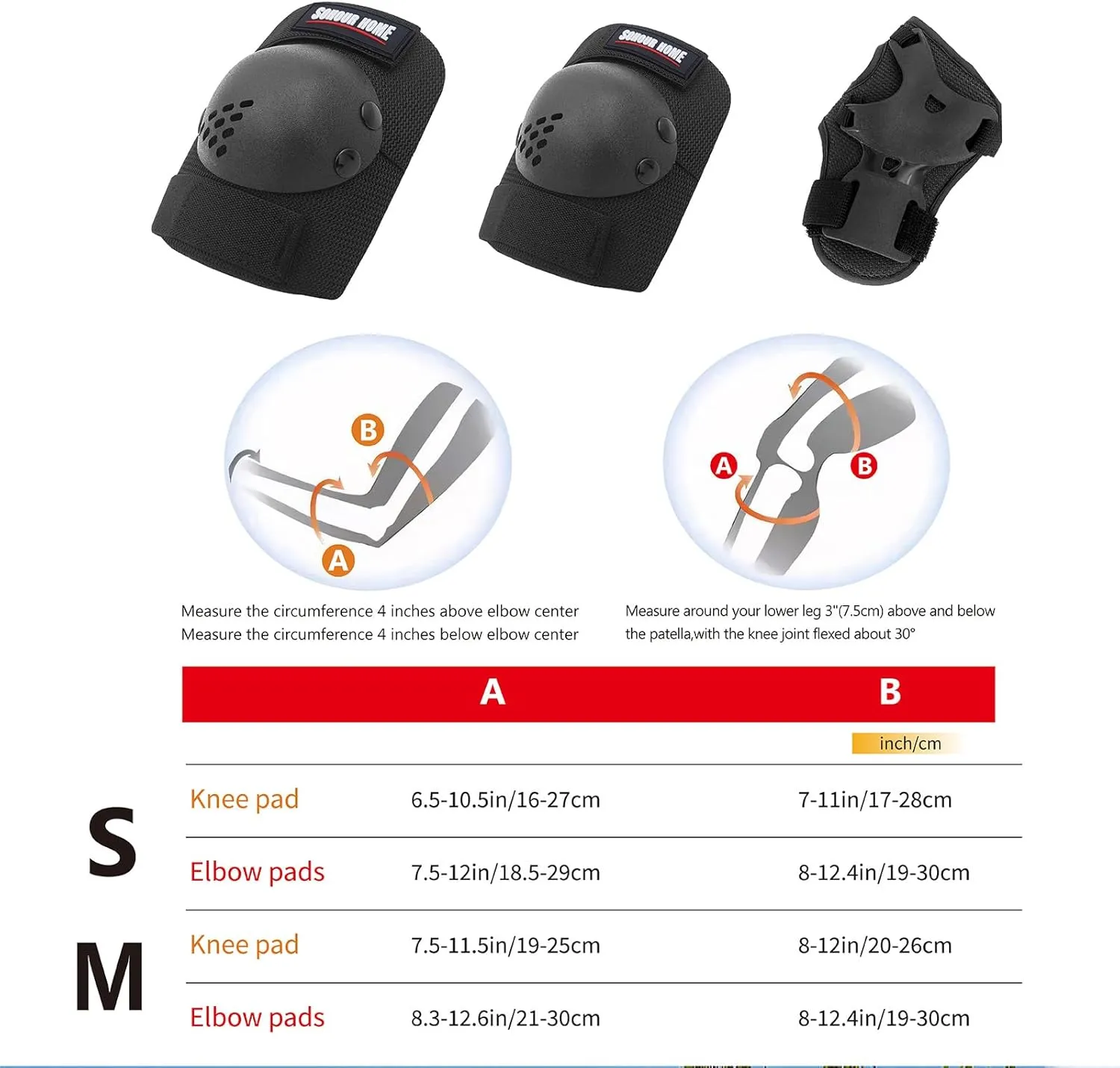 Youth/Kids Knee Pads Elbow Pads Wrist Guards Protective Gear Set for 3-15 Years Child Roller Skates, Skateboard, Cycling, Inline Skating, BMX Bike, Scooter Riding and Other Outdoor Sports