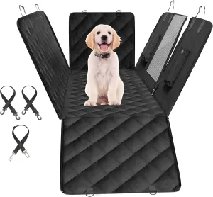 YSSOA Dog Car Seat Cover for Back Seat, Durable Waterproof Nonslip Pets Hammock with Mesh Window and Storage Pocket, Suitable for Cars, Trucks, SUVs, Standard